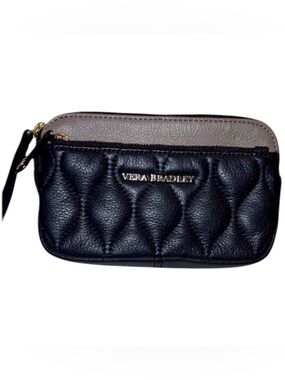 Leather Vera Bradley Sophie Black & Gray Quilted Wristlet Wallet-New